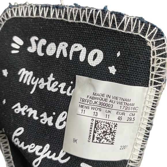 Converse Chuck Taylor High Canvas White Scorpio Men Sneaker Custom 172516C-WHITE - Picture 9 of 11